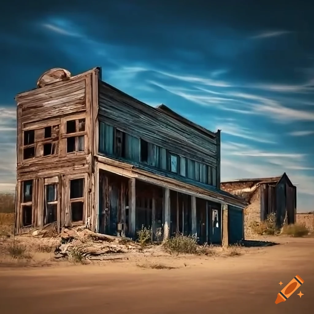 Abandoned buildings and dusty streets of an American wild west ghost town