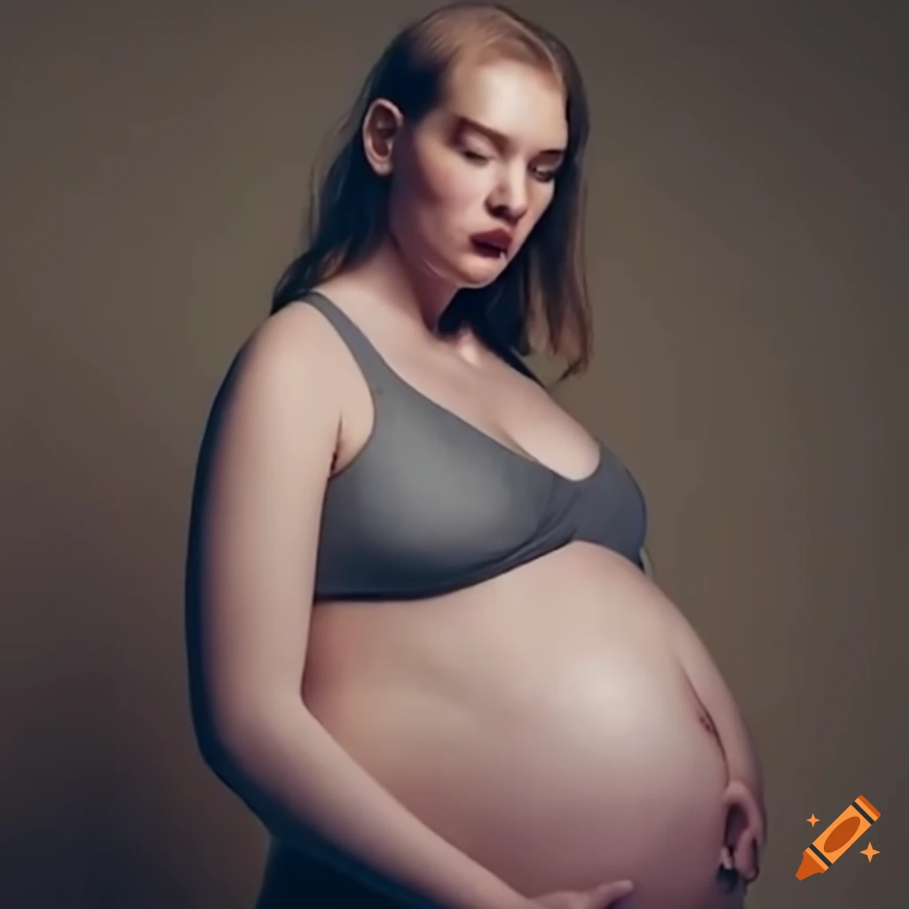 Baby's facial features against pregnant belly
