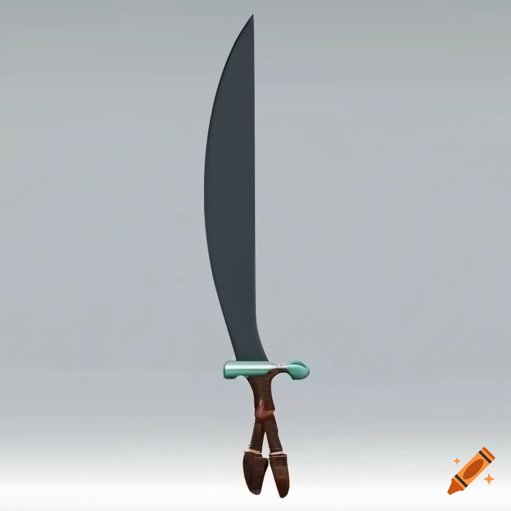 3D harpoon sword on white background in old style design