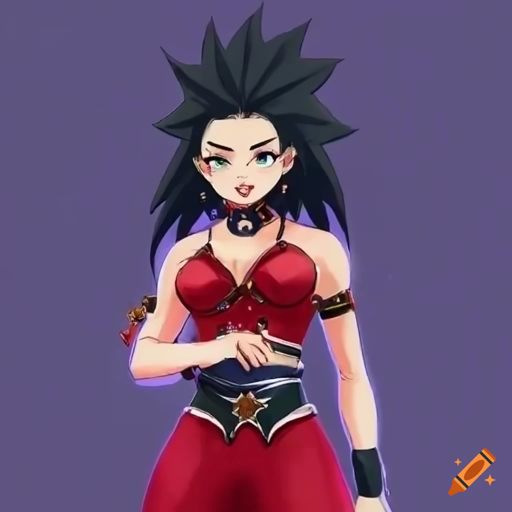 Caulifla posing in traditional human attire