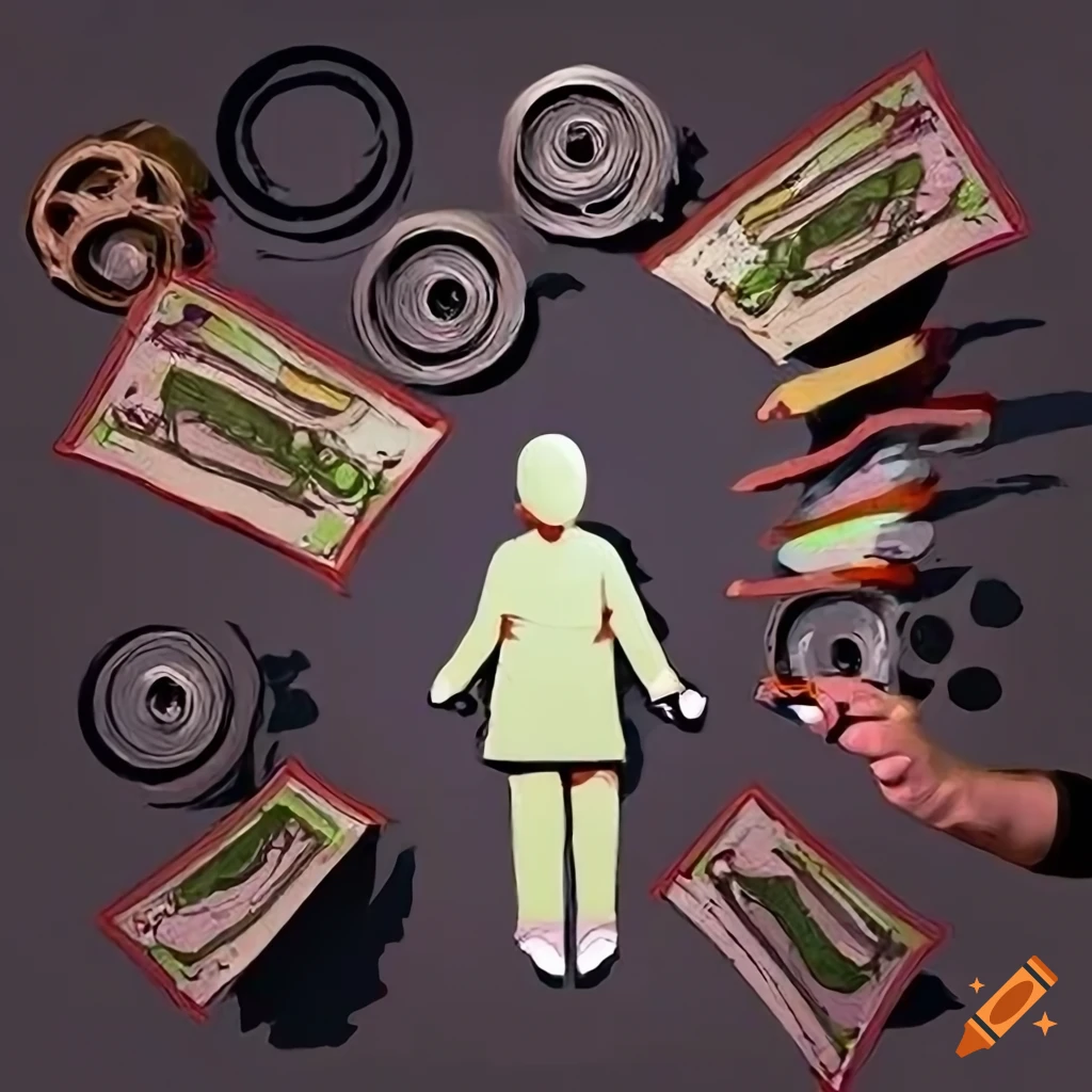 Person surrounded by bills and car parts representing financial burden of ownership