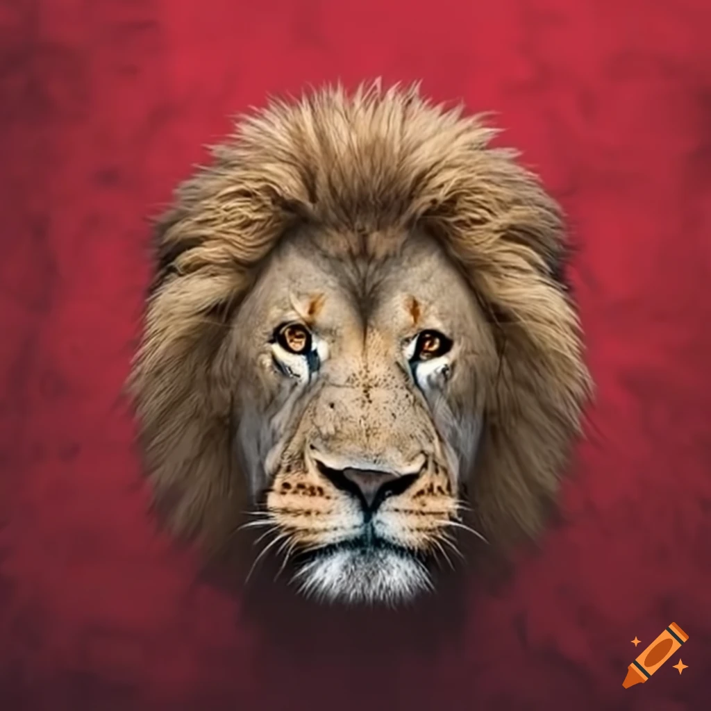 Furious lion face with Moroccan flag background