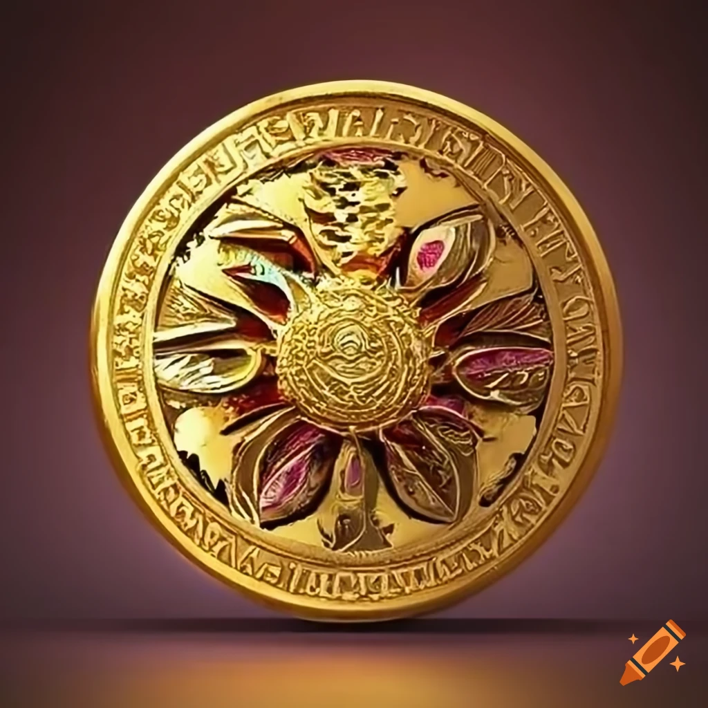 Intricately designed gold coins