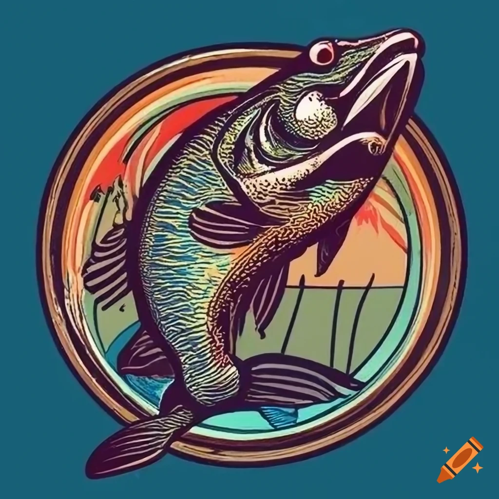 Retro-style Big Fish Club badge design with a large fish illustration