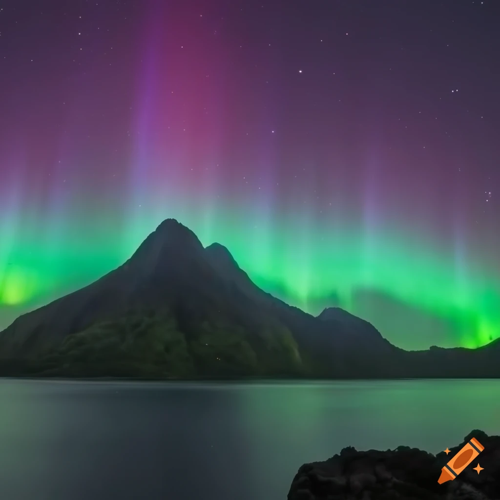 Sierra Madre mountains in Philippines with aurora borealis