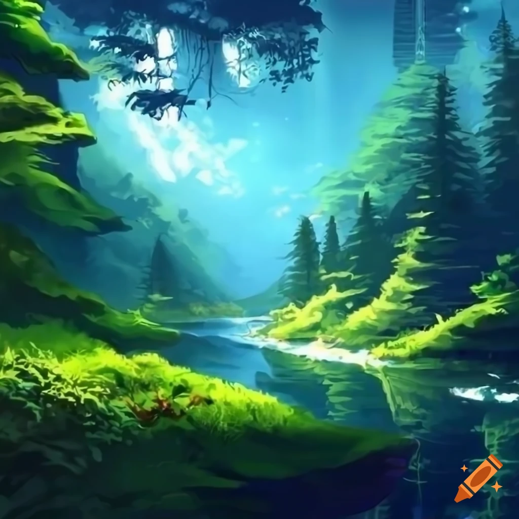 Nature wallpaper with an anime style