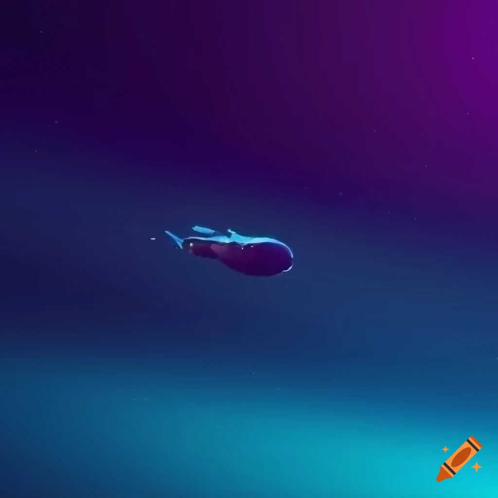 Lonely spaceship exploring a mysterious space landscape