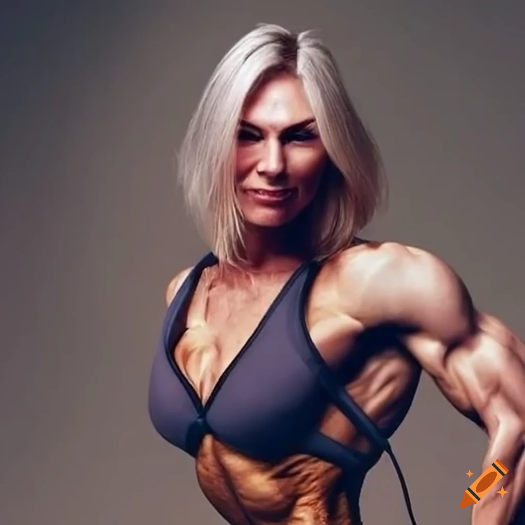 Female bodybuilder transforming into a more muscular ThunderCat