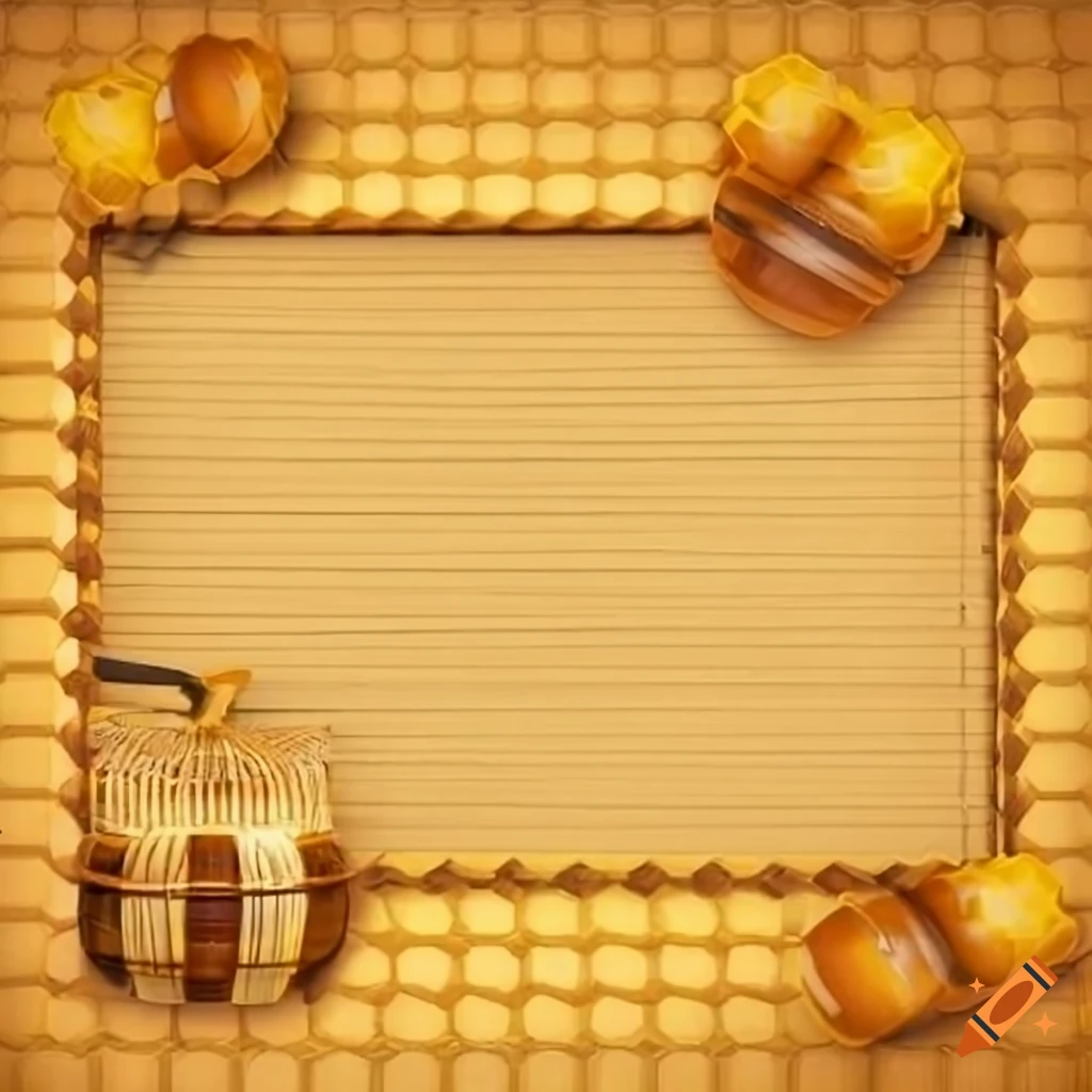 Realistic honey-themed bulletin board with honeycomb pattern and bees