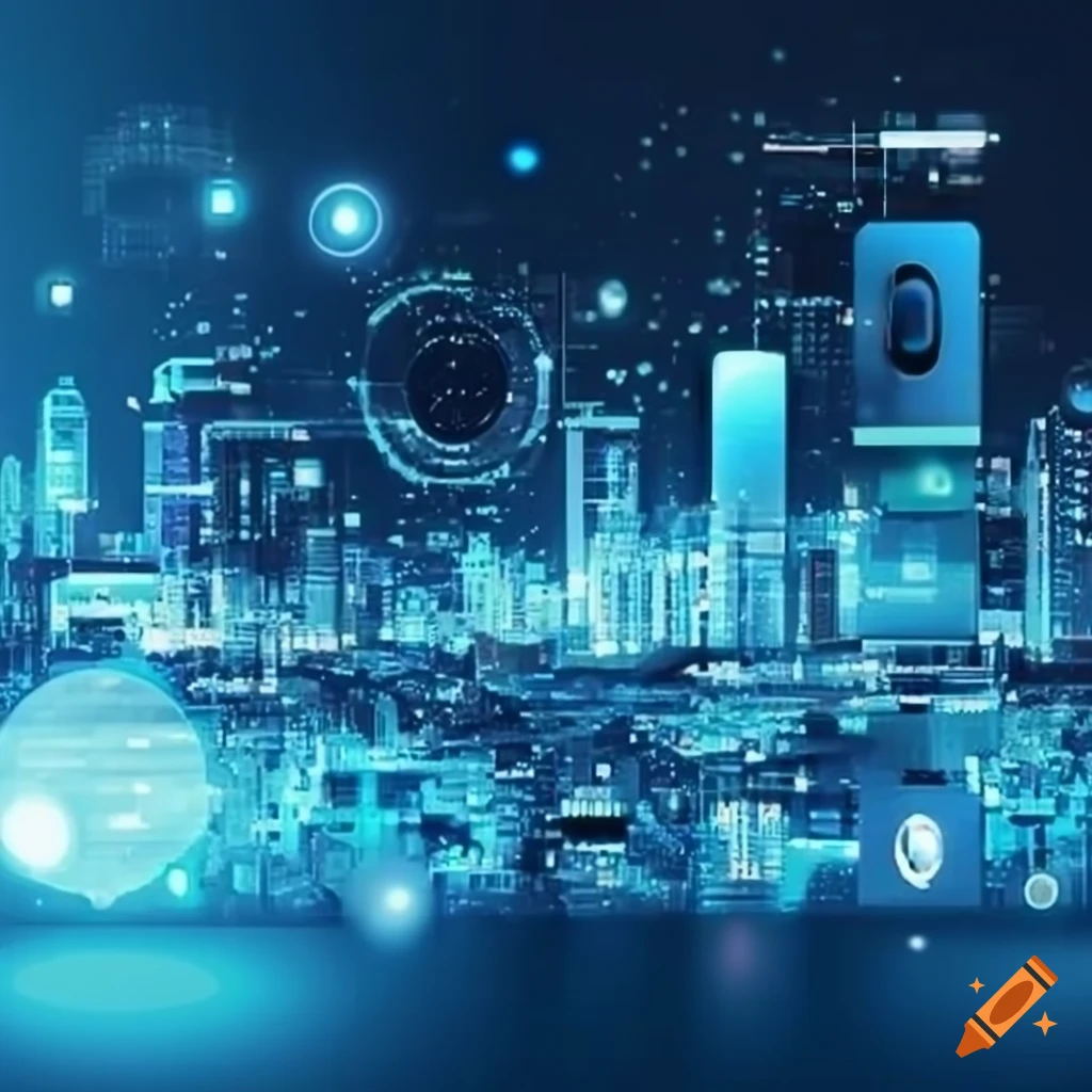LinkedIn cover image reflecting Alisson's professional career with technological elements and modern urban landscape