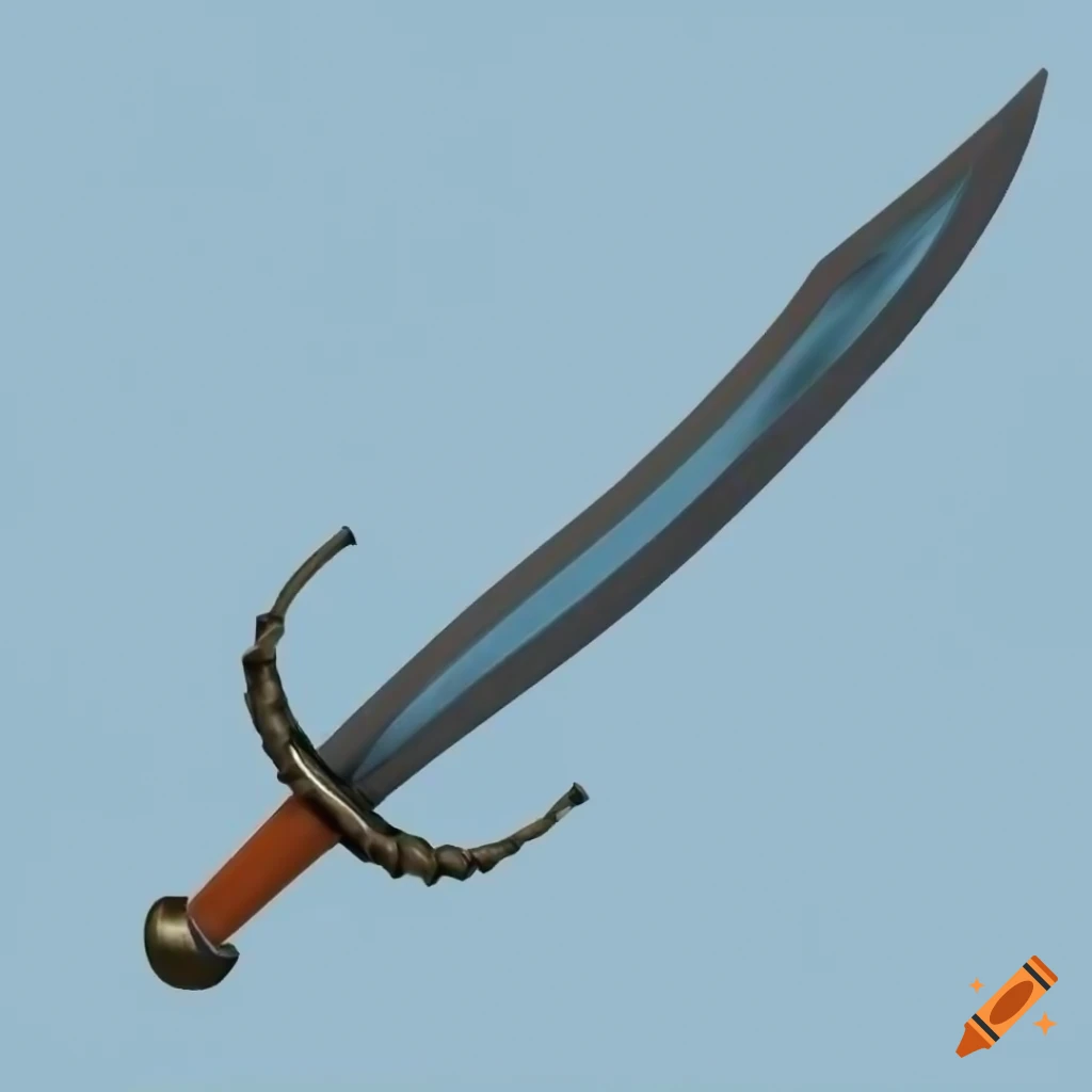 3D harpoon sword on white background in old style design
