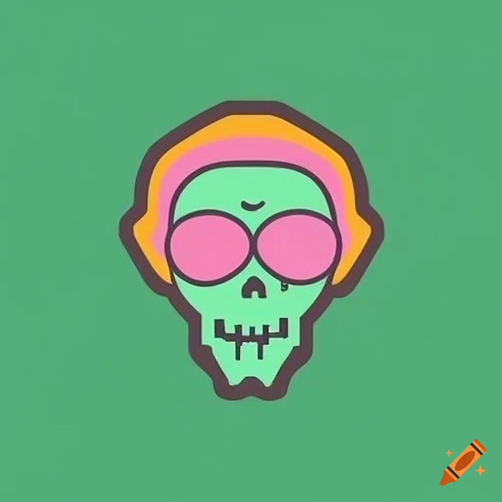 Vibrant icon for visual novel on zombie apocalypse with pink and mint green palette