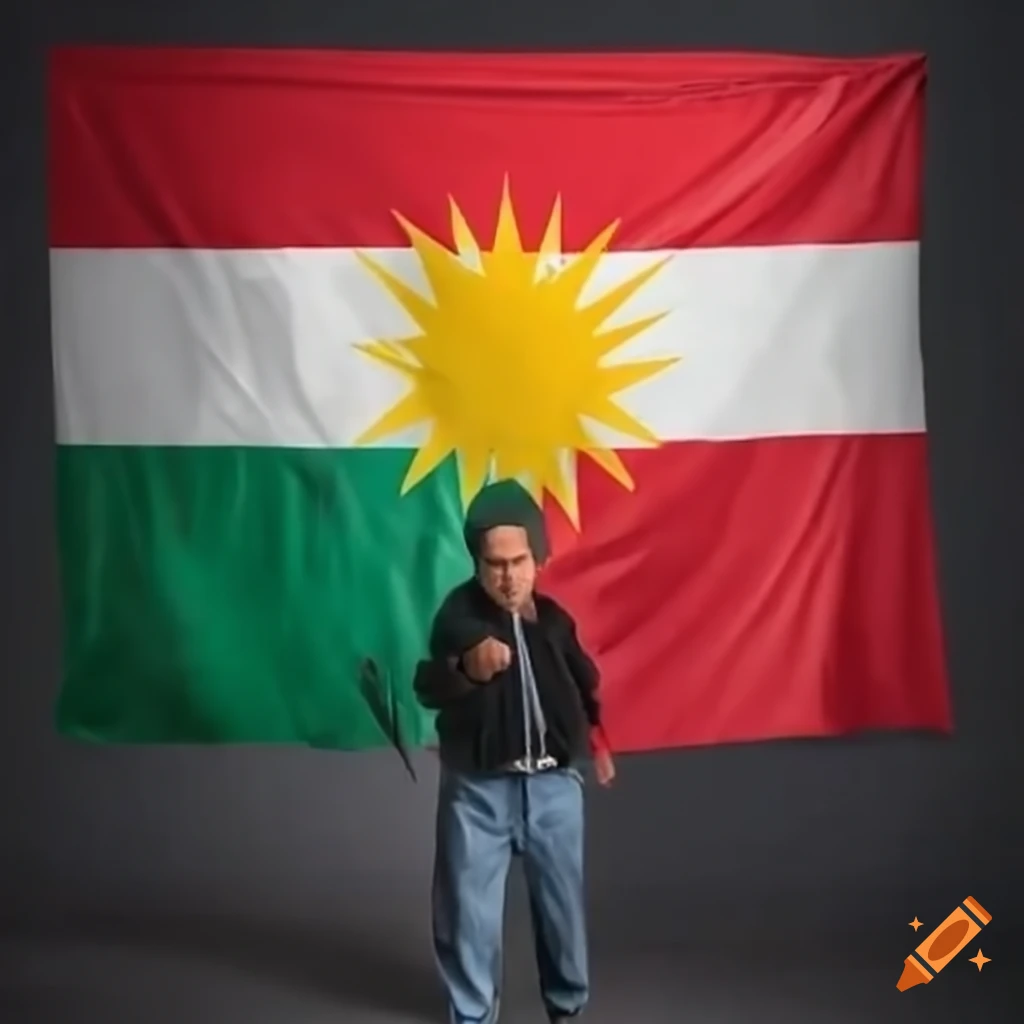 Kurdistan flag held by elderly man