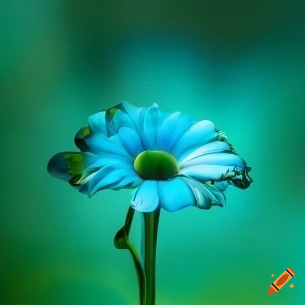 Blume unter Glas in hellblau und hellgrün