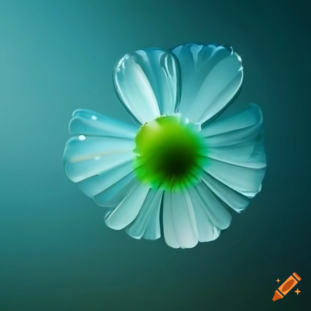 Blume unter Glas in hellblau und hellgrün