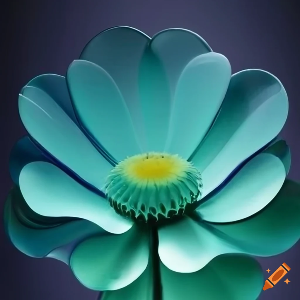 Blume unter Glas in hellblau und hellgrün
