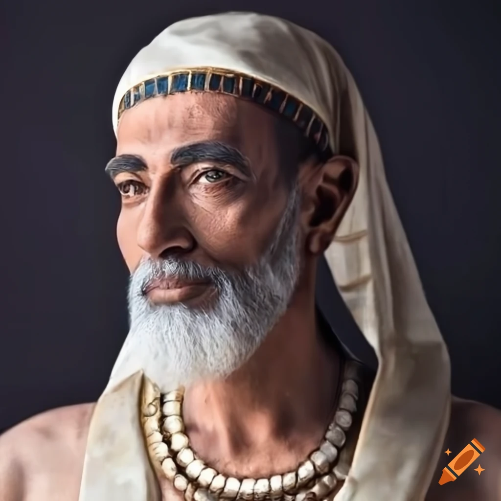 Portrait of an ancient Egyptian male priest in a realistic style