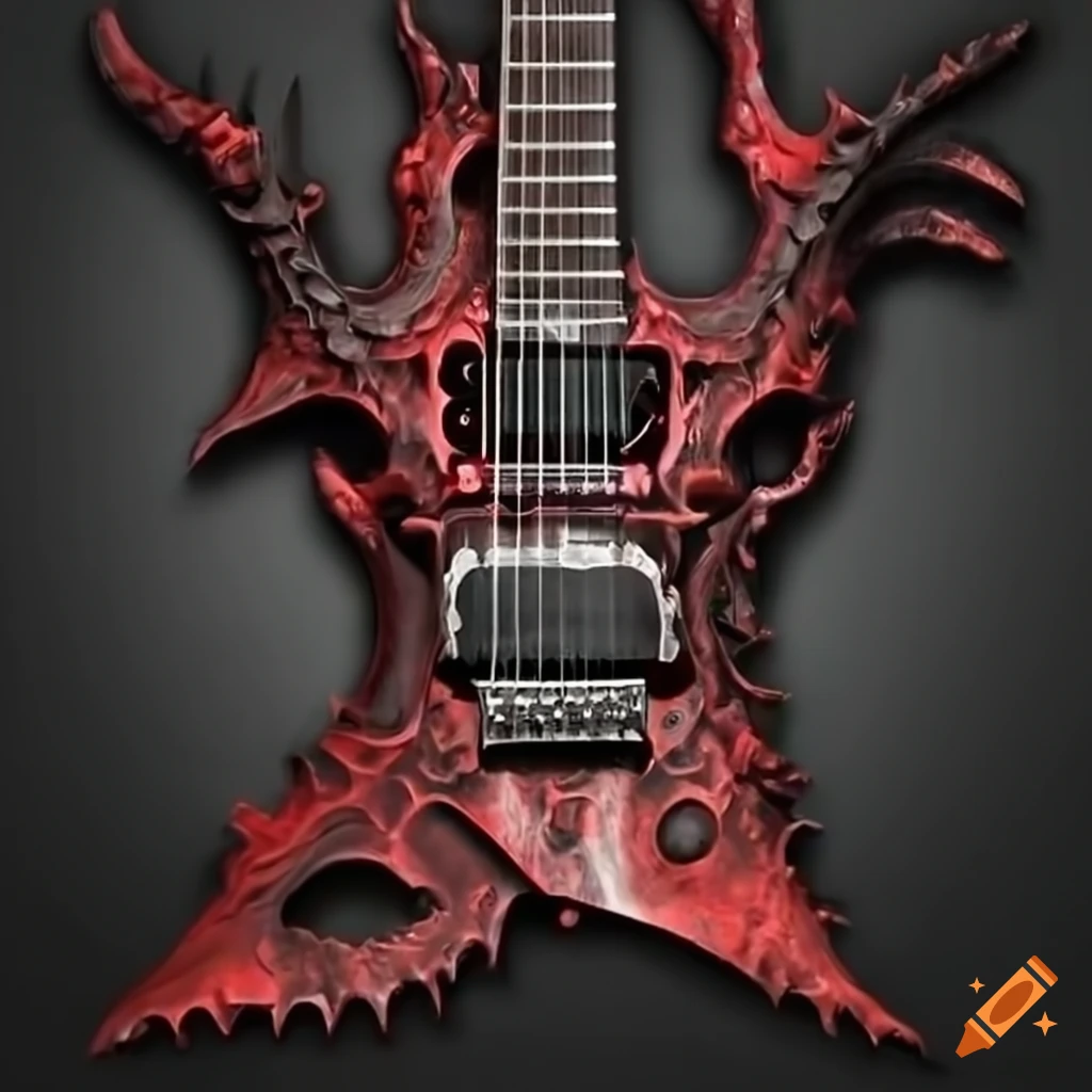 Warlock Guitar for biomechanical eldritch monster design