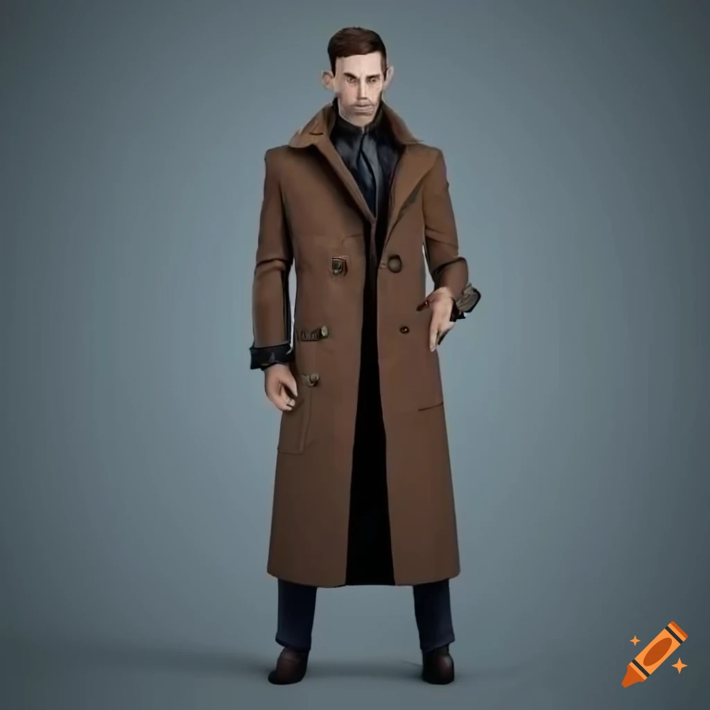 3D rendering of an elegant men's fashion pea coat
