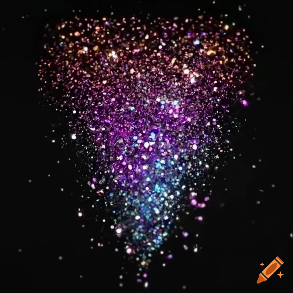 Rainbow glitter sparkling and falling