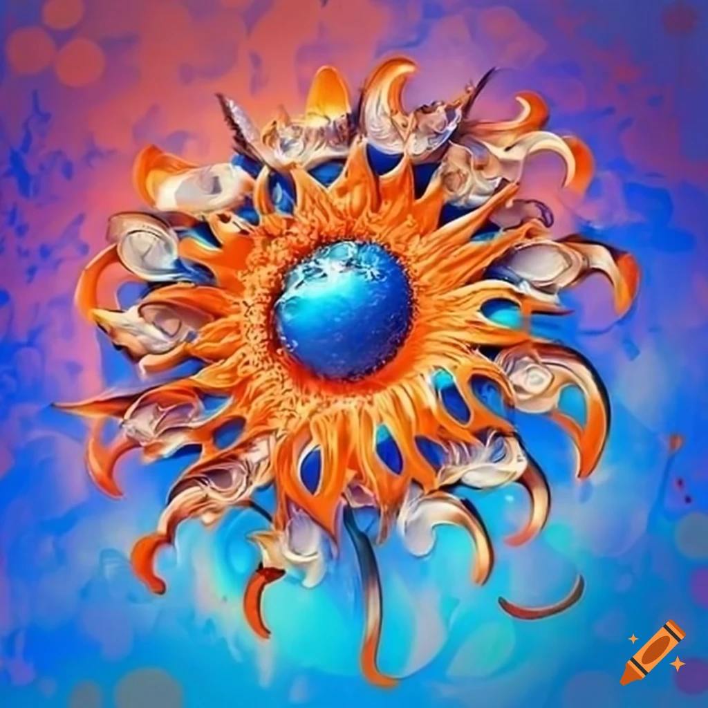 Blue and orange glamorous sun design