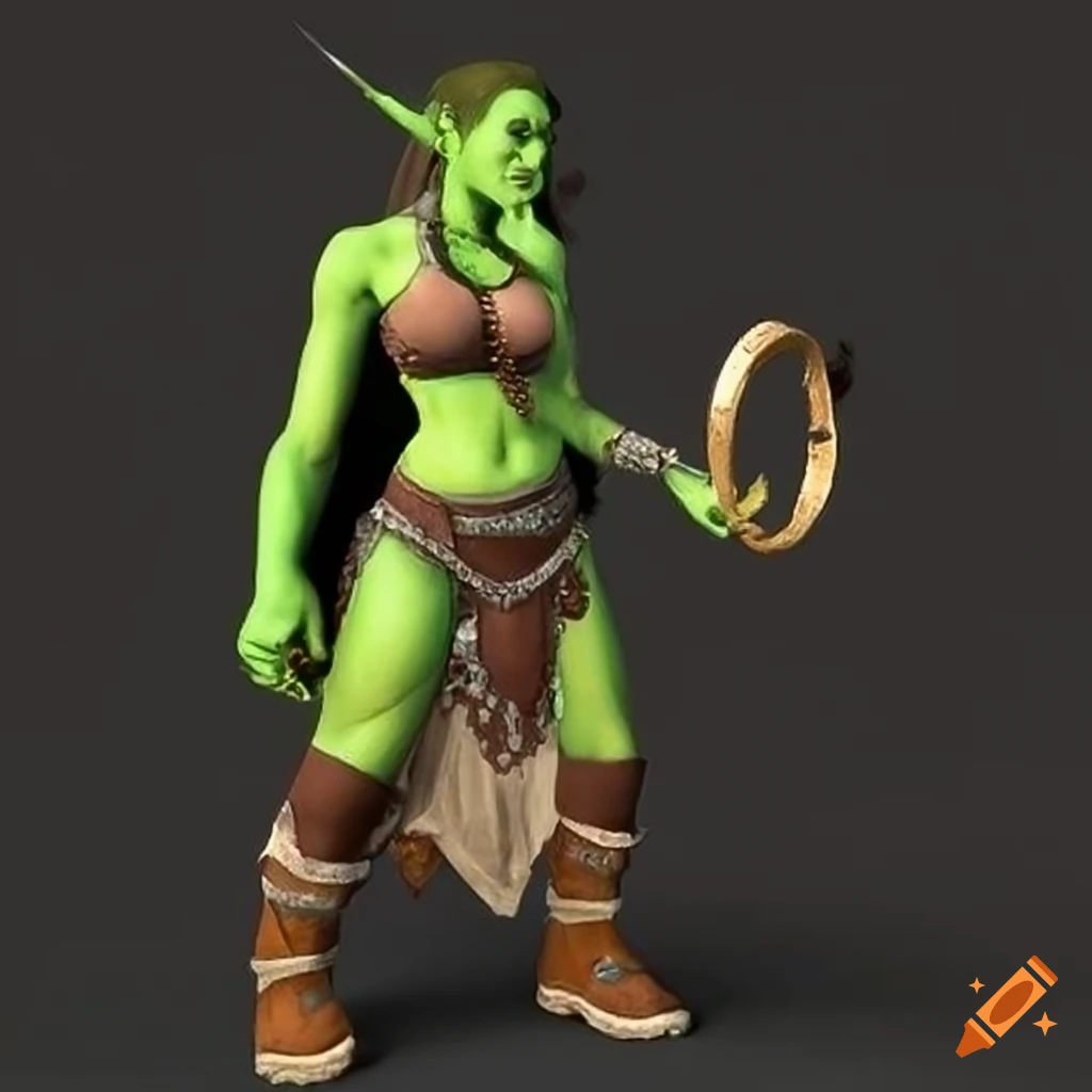Female orc shaman casting a spell