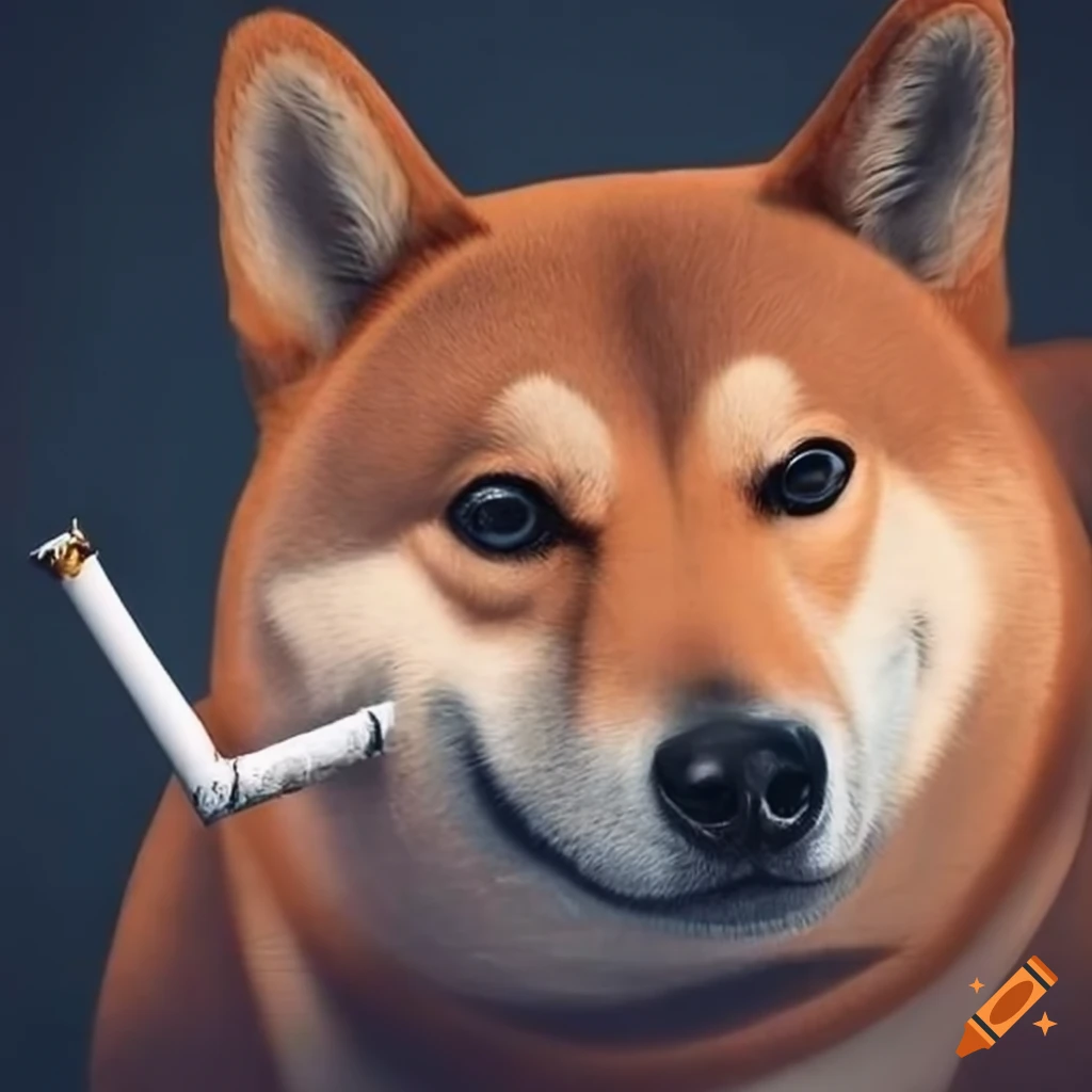 Shiba Inu smoking a cigarette