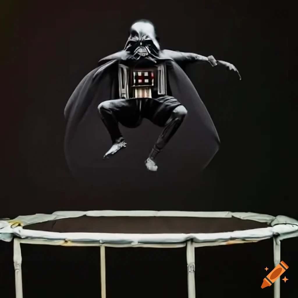 Darth vader jumping on a trampoline on Craiyon
