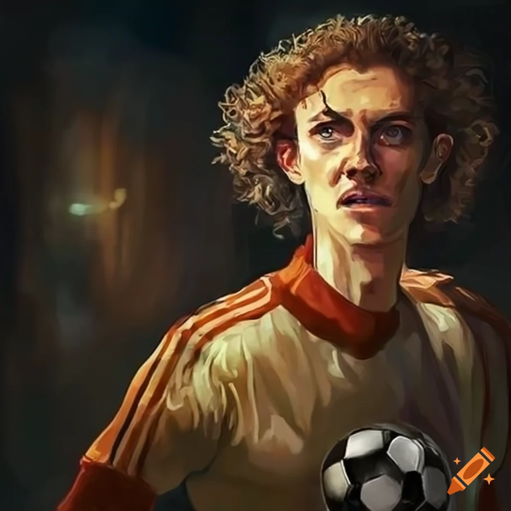 Merlin scoring with his left foot in soccer on Craiyon