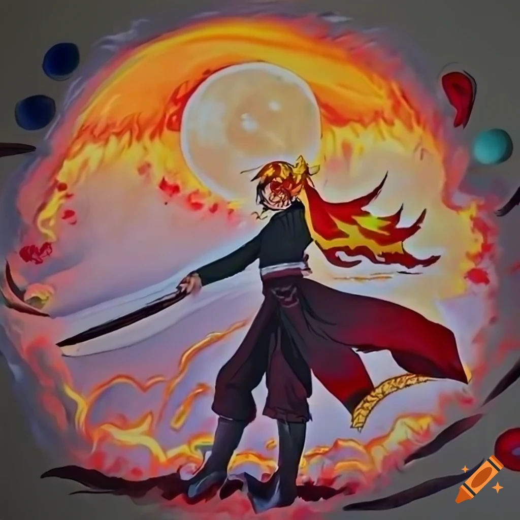 Badge design with flame-inspired full moon for Twitch channel, inspired by Rengoku from Demon Slayer
