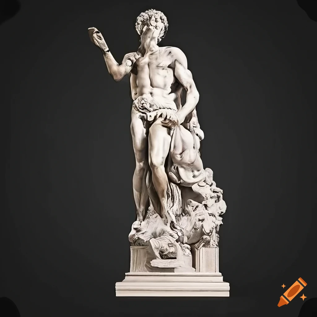Statue resembling Michelangelo's style with a vape