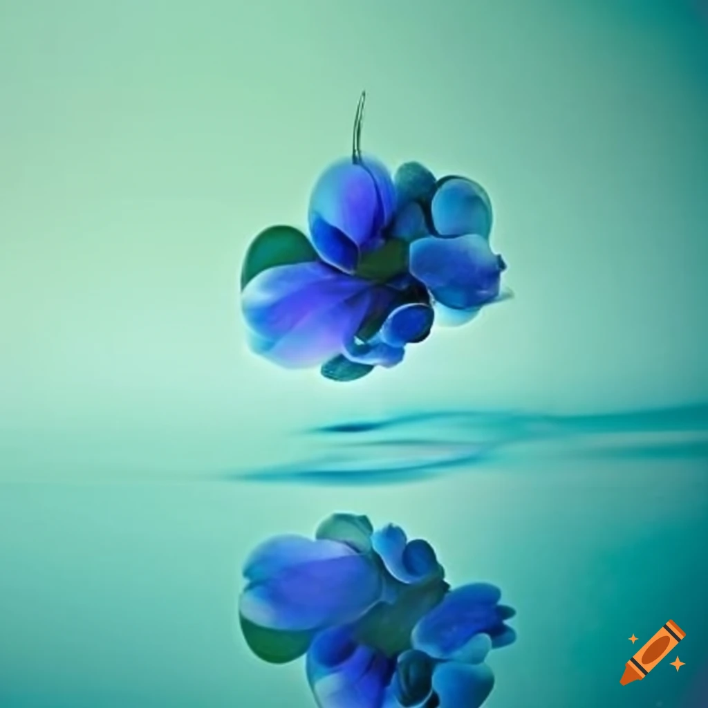 Flower under glass with light blue and light green colors