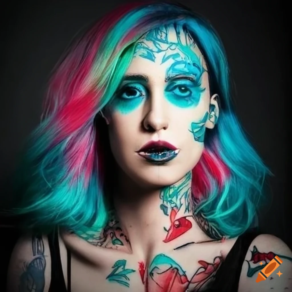 Artwork inspired by SHAG JOSH AGLE featuring a girl with a face tattoo
