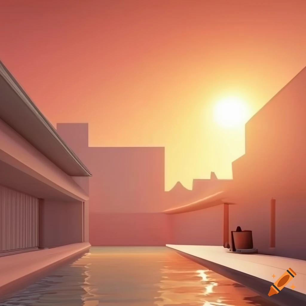 3D rendered architecture living room with computer workspace and pool ...