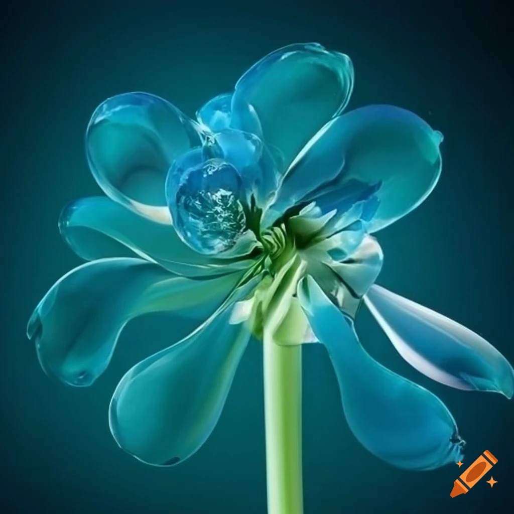 Flower under glass with light blue and light green colors