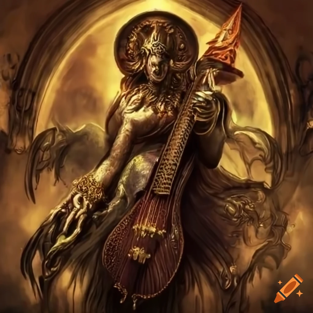 Golden demon playing music