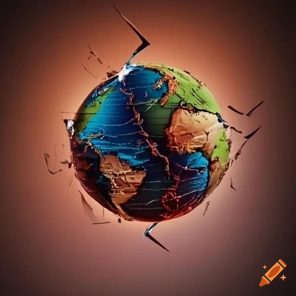 Broken shattered globe