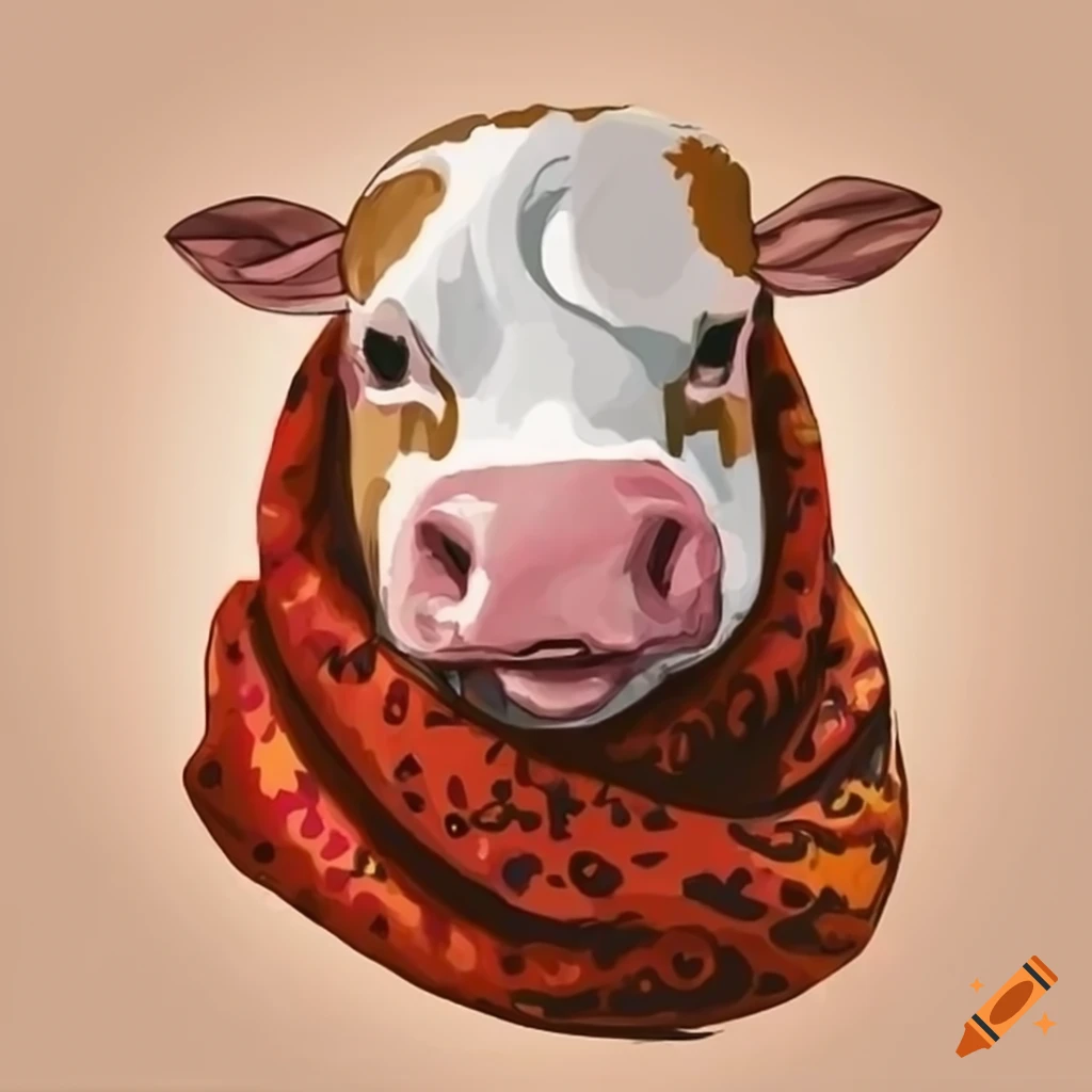 Cow wearing a scarf