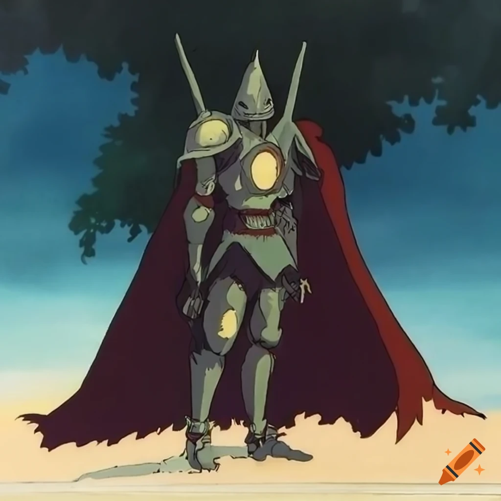 Death knight in Studio Ghibli anime style, full-length portrait
