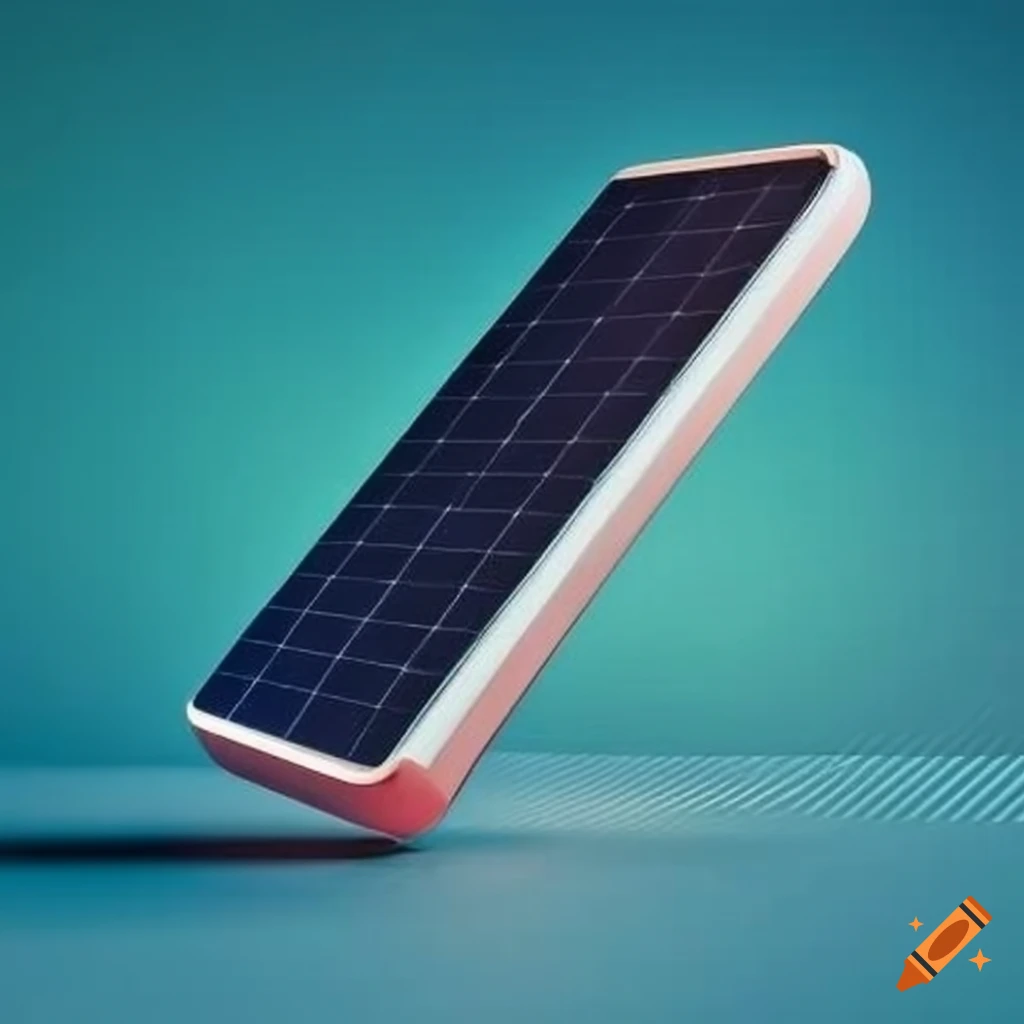 Modern power bank with solar panel charging in sunlight