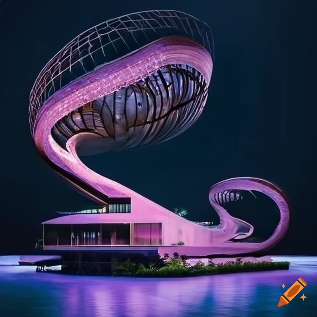 Powerful force of nature integrated into stunning architecture on Craiyon