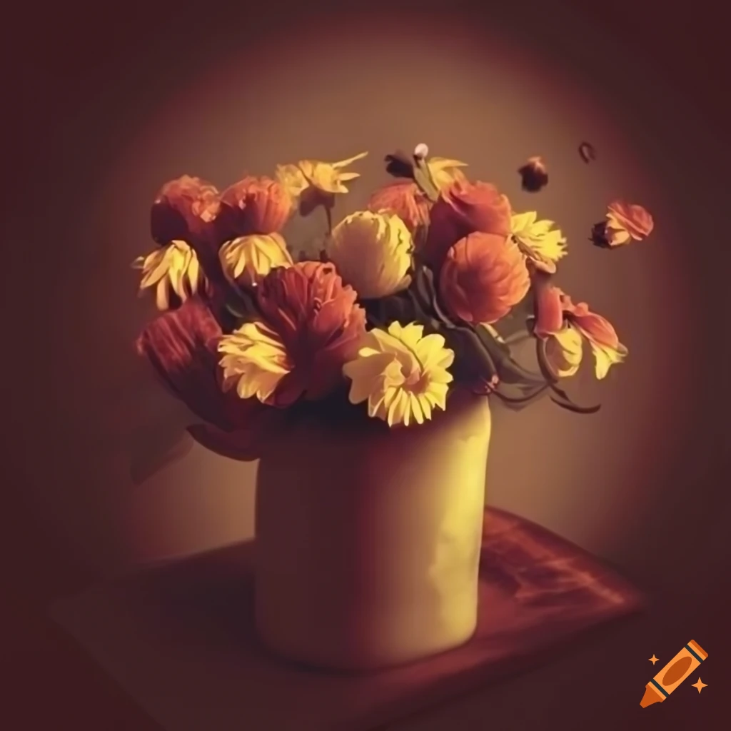 Colorful flower bouquet on sepia background