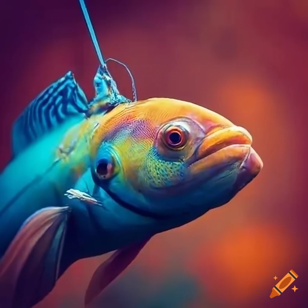 Angler holding up a giant, colorful fish with a cheering audience