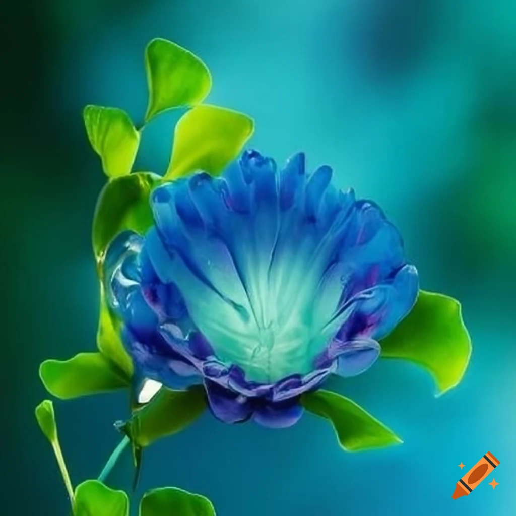 Flower under glass light blue light green small dots on the back