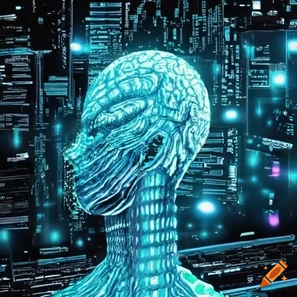 Graphic representation of cyberspace and data on Craiyon