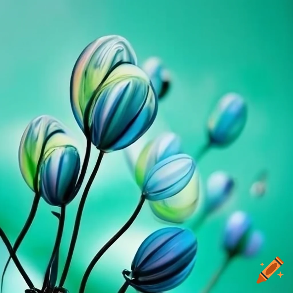 Flower under glass light blue light green small dots on the back