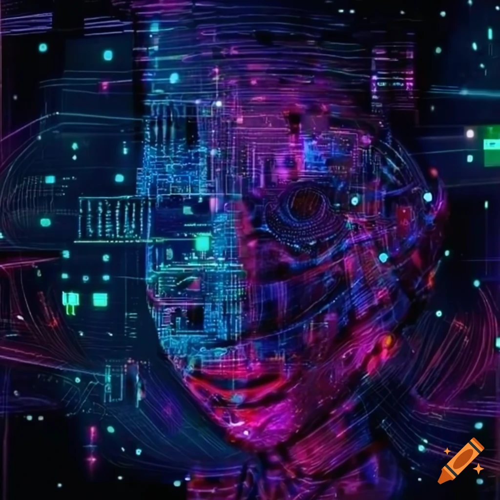 Graphic representation of cyberspace and data on Craiyon