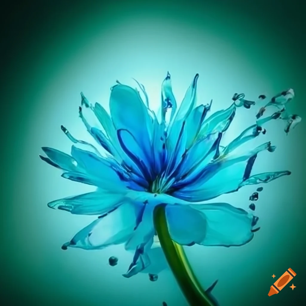 Flower under glass light blue light green small dots on the back