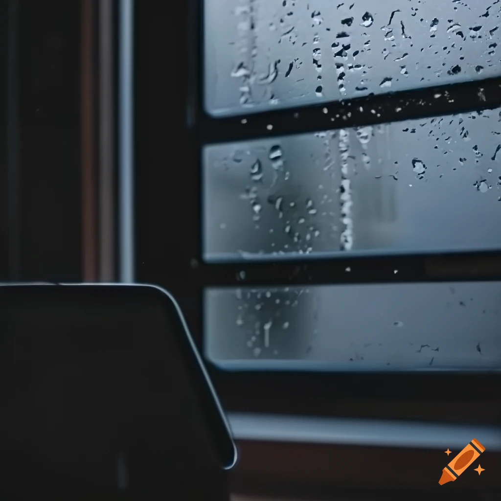 iPad near window with rain outside