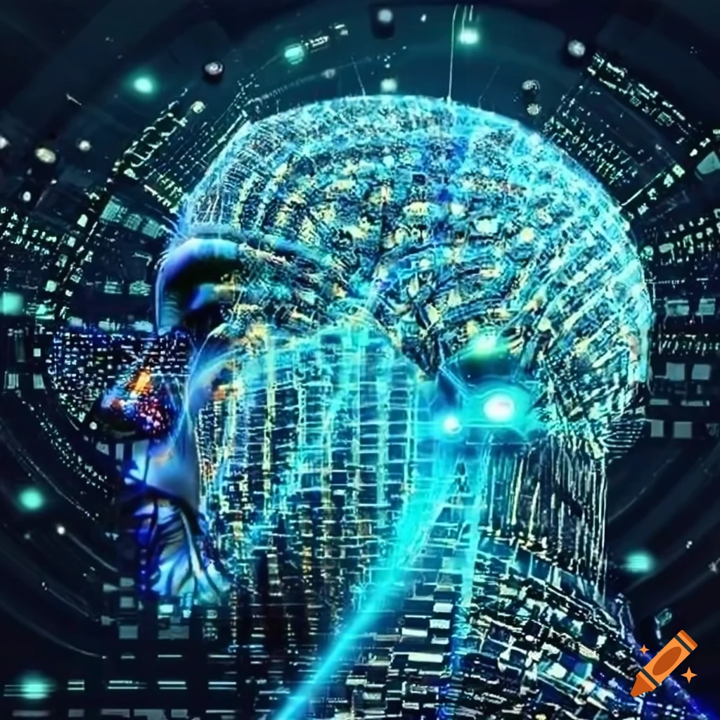 Graphic representation of cyberspace and data on Craiyon
